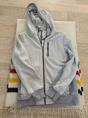 lululemon athletica Light Gray & White Striped Zip-Up Hoodie